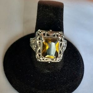 Olive stone ring stamped 925